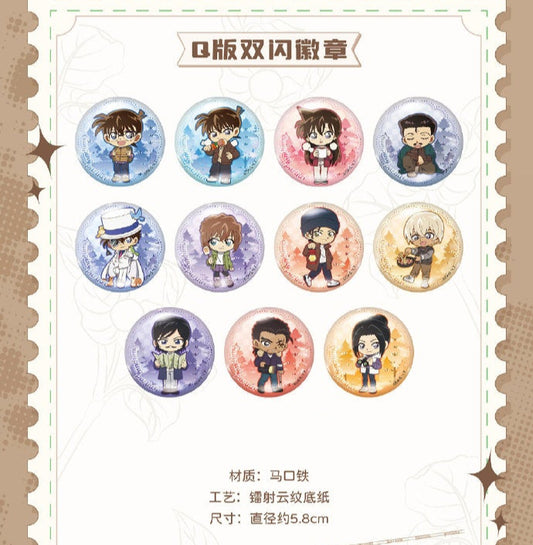 【予約】名探偵コナン 中国限定 潮玩星球 キャンピングシリーズシリーズ　M28キラキラ缶バッジ（BOX）